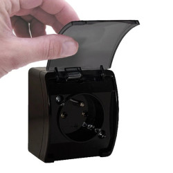 VIPLAST KOALA Gniazdo Pojedyncze Hermetyczne Natynkowe z Dymną Transparentną Klapką Pokrywą Czarne