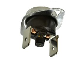 Termostat; bimetaliczny z resetem; KSDA-313R-120v; NC; 120°C; 10A; 250V AC; metal fi 16x12mm z uchwytem; konektory 6,3mm pionowe