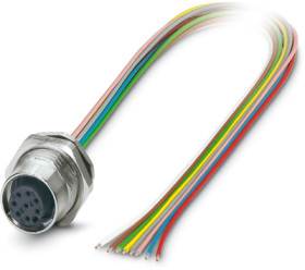 Panel socket, M12, 8 pole, strand connection, SPEEDCON locking, straight, 1239959