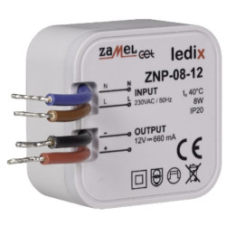 Zasilacz 12V 0,65A 8W dopuszk. DC ZNP-08-12 ZAME