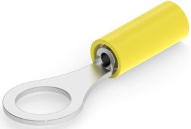 Insulated ring cable lug, 0.1-0.41 mm², AWG 26 to 22, 4.34 mm, M4, yellow, 2-323916-1