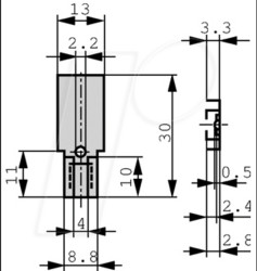 KK 32 SA Heat Sink, 30 mm, spring bronze, 60 K/W, SOT-32/SOT-82/TO-126