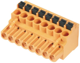 Pin header, 16 pole, pitch 5.08 mm, angled, orange, 1001670000