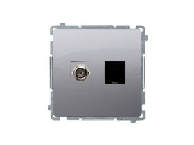SIMON BASIC Gniazdo antenowe typu "F" + RJ45 kat.6 (moduł) srebrny mat BMAFRJ45.01/43 KONTAKT SIMON