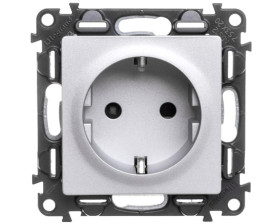 VALENA LIFE Gniazdo podwójne z/u 2P+Z SCHUKO z przesłonami aluminium 753320