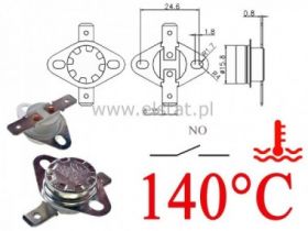 Termostat bimetaliczny 250VAC 10A 140°C poziomy NO