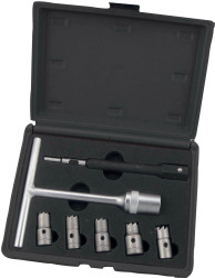 Zestaw testowy pojazdów, typ: Zestaw czyszczący, w zestawie: 1 prowadnica, 1 klucz teowy, 5 frezów