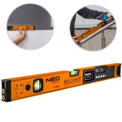 Poziomica aluminiowa 60cm (2 libelle) z wyświetlaczem LCD + laser krzyżowy pomarańczowa NEO 71-200