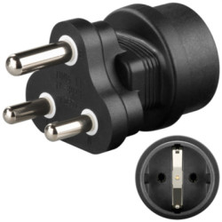 Mains adapter, Europe &gt; South Africa, 3 pole, black