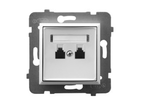 ARIA Gniazdo telefoniczne podwójne równoległe biały GPT-2UR/m/00 OSPEL