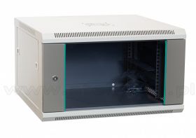 Szafa rack 6U, 19", wisząca, 600mm gł., drzwi szklane