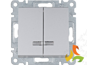 LUMINA Wyłącznik podwójny seryjny świecznikowy kontrolny srebrny WL0242 HAGER