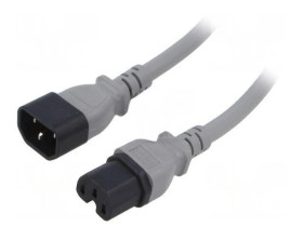 SN28-3/14/1.8GY Kabel: 3x14AWG, IEC C14 męski,IEC C15 żeński, 1,8m