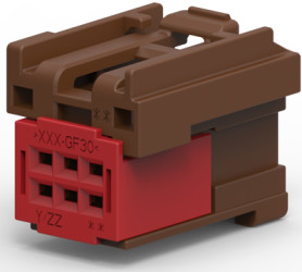 Socket, 6 pole, straight, 2 rows, brown, 1-1411325-3