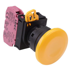 YW1B-M4E01Y Yellow 22mm Mushroom Momentary Push Button Switch NC IP65 IDEC
