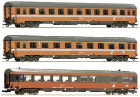 Pociąg osobowy Roco 74044 H0 zestaw 3 szt. 2: EC 60 "Maria Theresia" z ÖBB 1 klasa typ Amz, 2 klasa typ Bmz, wagon resta