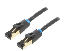 Patch cord S/FTP Cat 8 linka OFC PVC czarny 2m Żyły: 8 IKBBH