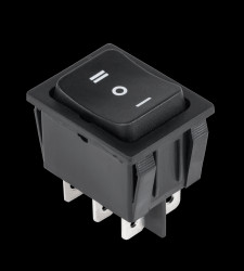 15A 250V 6-pin DPDT Momentary (ON)-OFF-(ON) Monostable Rocker Switch RS-223-4C, Black