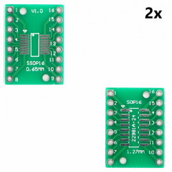 2x Adapter dwustronny PCB SOP16 SSOP16 TSSOP16 65mm 1.27mm na DIP