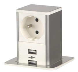 POP UP gniazdo W/I 1xUTE ład. USB A/A 12W przewód 2m z wtyczką czarny 8047