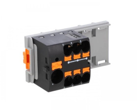 Blok rozdzielczy PTFIX 10/6X4-NS35 BK, czarne złącze przemysłowe - 6 punktów przyłączeniowych o przekroju 4mm2