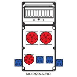 Rozdzielnica 2x5x32A 1x5x16A 4x3x16A INA=32A IP54 SB-109205-S0280-54