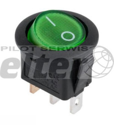Przeł. kołys. podśw. okrągły ON-OFF AC zielony