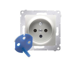 SIMON 54 Gniazdo DATA srebrny mat z kluczem uprawniającym DGD1.01/43 KONTAKT SIMON