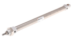 Siłownik pneumatyczny z tłoczyskiem skok: 250mm SMC Ø 20mm dwustronnego działania Action 376mm z amortyzacją elastyczną