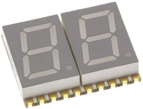 Wyświetlacz diodowy LED 7-segmentowy 2-znakowy ze wspólną anodą 27 mcd RH DP, Czerwony 10.2mm Kingbright 630 nm