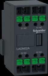 LADN02A Auxiliary switch block, front contactor, 2 NC, snap-in