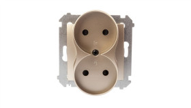 Simon 54 Gniazdo Podwójne B/U 16A Ip20 Złoty Mat Dg2mz.01/44