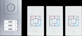41188 Audio-door intercom set, 3-family house, silver