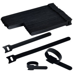 TruComponents 656409 Hook-and-loop cable tie 150/200mm/mm x 12mm Blk 100pcs
