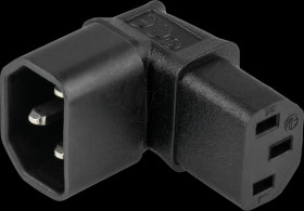 SKA-1433S Power adapter IEC plug C14 to IEC socket C13, angled, black