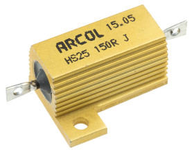 Rezystor do montażu w obudowie 150Ω 25W ±5% Arcol ±100ppm/°C drutowy Osiowe