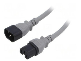 SN28-3/14/3.0GY Kabel: 3x14AWG, IEC C14 męski,IEC C15 żeński, 3m, 15A