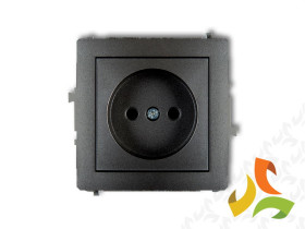 DECO Gniazdo pojedyncze bez uziemienia (przesłony torów prądowych) grafitowy 11DGP-1p KARLIK