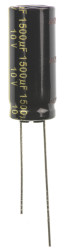 Kondensator 1500μF 10V dc Radialny, Otwór przelotowy Panasonic roztaw: 5mm 10 (Dia.) x 25mm