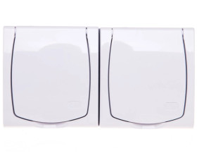 MADERA Gniazdo hermetyczne podwójne z/u Schuko z przesłonami klapka biała GNH-2NSP/00/w