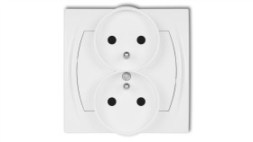 Logo Gniazdo Podwójne Z/U Z Przesłonami Biały Lgpr-2Zp