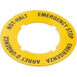 Emergency stop, adhesive label
