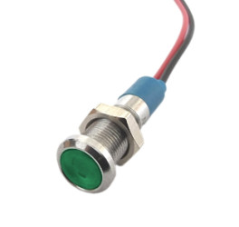 Kontrolka LED 8mm zielona metalowa12V