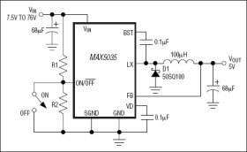 1A, 76V, High-Efficiency MAXPower Step-Down DC-DC Converter