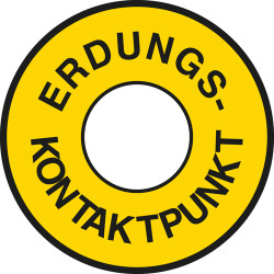 Identification sign, text: "Erdungskontaktpunkt", Ø 30 mm, PVC, C-197 804 (12ST.), package with 12 pieces