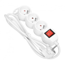 Przedłużacz 3-krotny 2P+Z z wyłącznikiem, 1,5m H05VV-F 3x1mm2 10A (biały) OR-AE-13146/W/1,5M