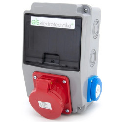 Rozdzielnica budowlana 32A/5P + 2*GS 230V, obudowa naścienna, okablowana, niewyposażona, okienko 6M IP54 IK07, 6NO201