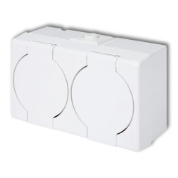 SENIOR Gniazdo podwójne z/u (klapka biała) biały GHS-2n