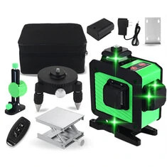 16 Linia 360 Poziom Pionowy Krzyż 3D Zielona Światło Poziomica Laserowa Super Mocny Wiązka Laserowa