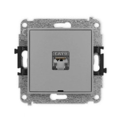 ICON Mechanizm gniazda komputerowego pojedynczego 1xRJ45, kat. 5e, ekranowane, 8-styk, bez pola opisowego szary mat 27IGKBO-1e